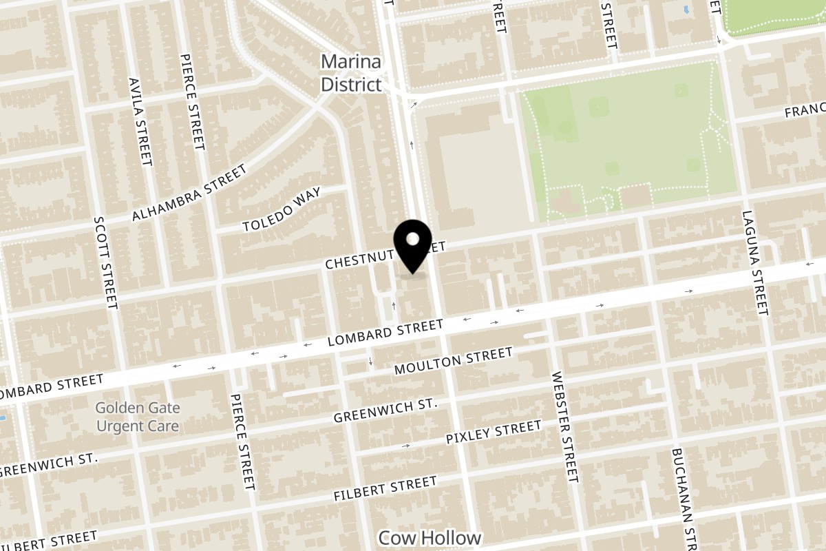 Map showing the location of Nippon Curry San Francisco on 3347 Fillmore St in San Francisco